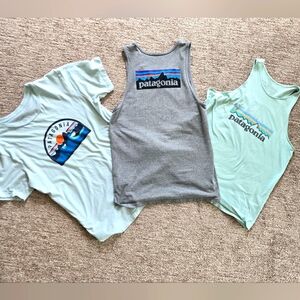 Patagonia Gray and Green Tank Tops for Active Comfort